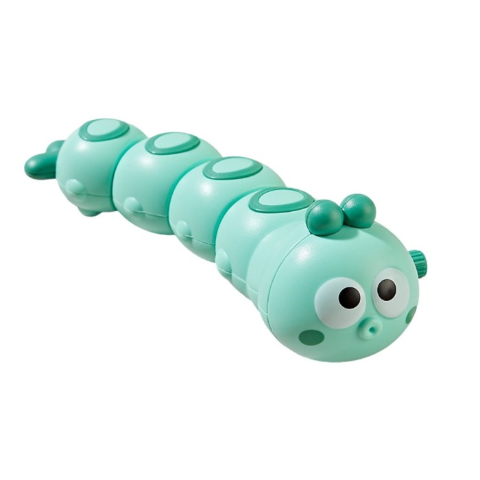Jucarie mecanica pentru copii flippy, omida haioasa, cu cheita, distractiva, se taraste, se misca, 15 x 4 cm, verde
