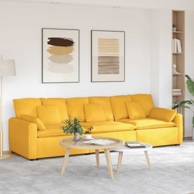 vidaXL Canapea modulară cu perne, galben deschis 3321113 foto