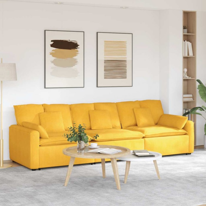 vidaXL Canapea modulară cu perne, galben deschis 3321113