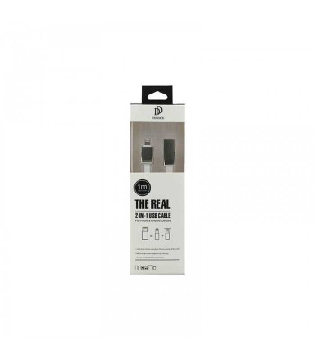 Cablu USB My-Magic 2in1 Micro USB sau Lightning alb 1m plat foto
