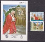 Columbia 1986 Vizita Papei MI 1674-1675 + bl.39 MNH, Nestampilat
