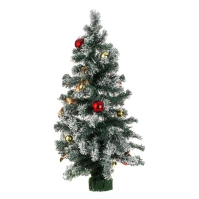 Brad Decorativ de Masă, Inzăpezit, Lumină LED Aurie, &amp;Icirc;nălțime 90 cm, Multicolor foto