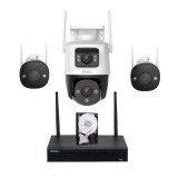 Sistem supraveghere Wi-Fi IMOU, 2 camere 5MP Alarma Dual Light 30m Audio, 1 camera rotativa Dual Lens 5+5MP Alarma Dual Light 30m Audio, NVR, Hard 1TB