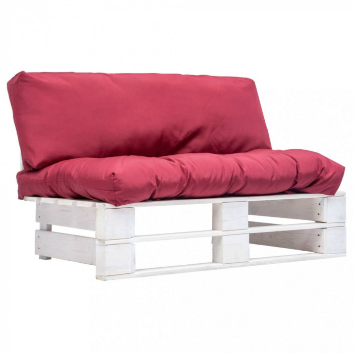 vidaXL Canapea din paleți de grădină, perne roșii, lemn de pin