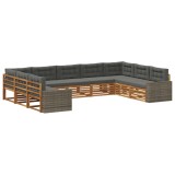 vidaXL Set de canapele de exterior cu pernă 9 pcs Natural și Antracit 3383850