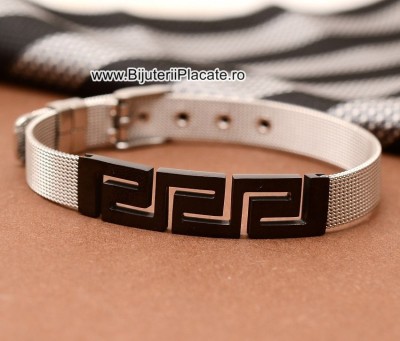 Bratara din Inox Argintiu cu Negru -- B948E foto