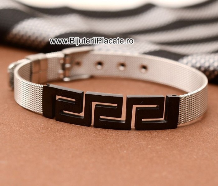 Bratara din Inox Argintiu cu Negru -- B948E