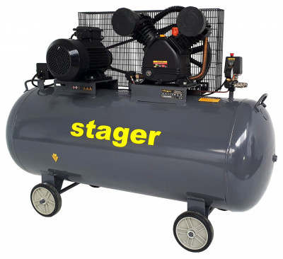 Stager HMV0.6 370 compresor aer, 370L, 8bar, 600L min, trifazat, angrenare curea foto