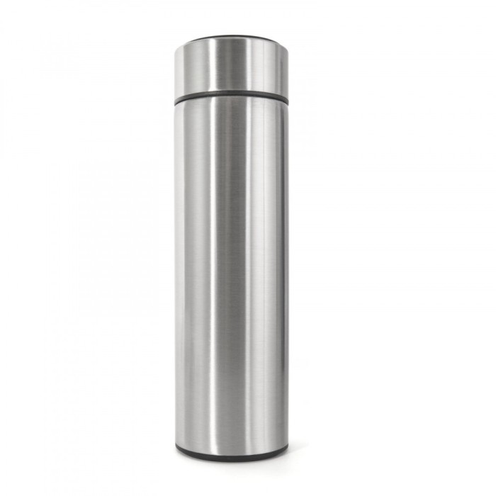 Termos smart 500 ml, afisaj temperatura LED, sita metal, argintiu