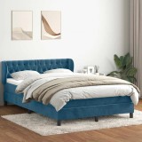 vidaXL Pat box spring cu saltea, albastru &icirc;nchis, 140x210 cm, catifea 3317779