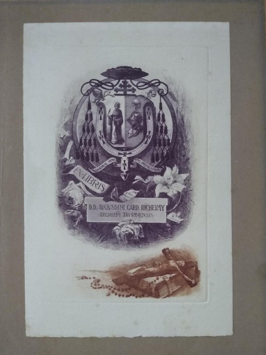 Alfonso Bosco - Exlibris, gravura, pentru cardinalul Agostino Richelmy