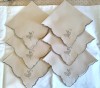 Set 6 Servete de masa Vintage din bumbac cu margine valurita si broderie manuala
