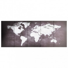Set Tablouri Din Pânză Harta Lumii Gri 150 x 60 cm 289246