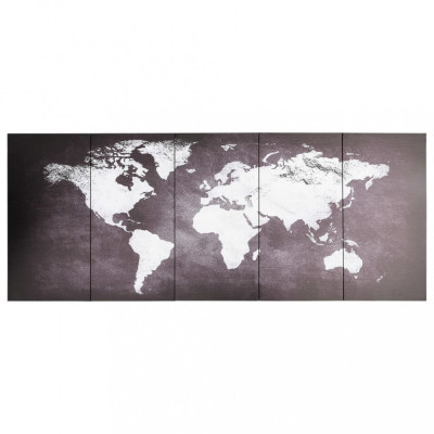 Set Tablouri Din P&amp;acirc;nză Harta Lumii Gri 150 x 60 cm 289246 foto