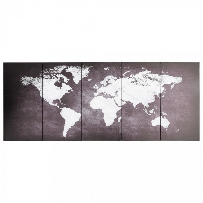 Set Tablouri Din P&acirc;nză Harta Lumii Gri 150 x 60 cm 289246
