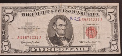 America 5 Dolari 1963 seria A59871231A foto