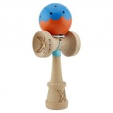 Kendama Originală Super Sticky KING SIZE V3 &ndash; Profesională, Cupe Mari, Rulment Metalic, 18 cm, Albastru/Portocaliu