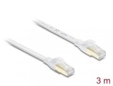 Cablu retea RJ45 Flat Cat.8.1 FTP 3m Alb, Delock 81027