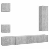 Cumpara ieftin Set de dulapuri TV, 5 piese, gri beton, lemn prelucrat