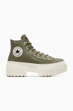 Converse tenisi de piele Chuck Taylor All Star Lugged Heel femei, culoarea verde, A11163C