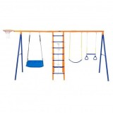 Leagan pentru copii, 6 in 1, scara, cos baschet, cadru otel A, max 200 kg, demontabil, 2040 x 4200 x 1780 mm, VivaTechnix