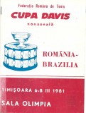 Program Cupa Davis Romania - Brazilia Timisoara 1981 Sala Olimpia 16 pag.