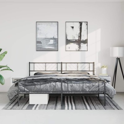 vidaXL Cadru pat metalic cu tăblii de cap/picioare, negru, 183x213 cm 372202 foto