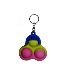Jucarie antistres, Pop it, breloc, silicon, triunghi, 8 cm, tricolor