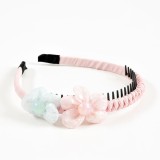 Bentita roz de par cu doua flori