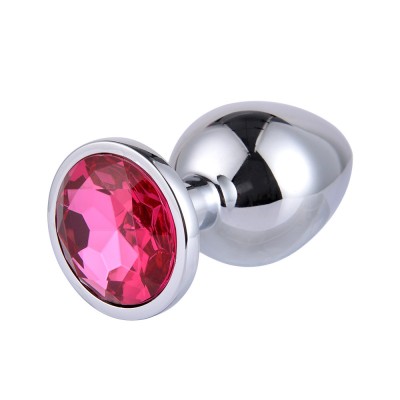 Dop Anal Metallic Buttplug, Medium, Argintiu/Roz Inchis, Passion Labs foto