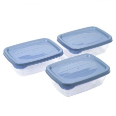 Set Recipiente Alimente, Model Bleu, Capacitate 600 ml, 3 Bucăți