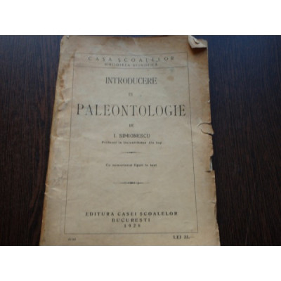 INTRODUCERE IN PALEONTOLOGIE- I.SIMIONESCU foto