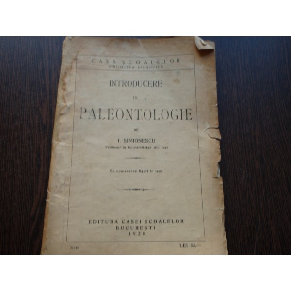 INTRODUCERE IN PALEONTOLOGIE- I.SIMIONESCU