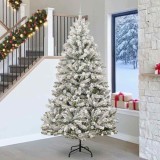 vidaXL Brad de Crăciun artificial Verde și alb 270 cm PVC și Metal 3395778