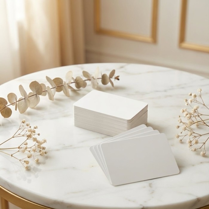 Set 50 carduri albe simple - 9 x 5 cm - pentru personalizare