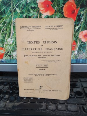 Bădulescu, Berney, Textes choisis de litterature francaise V-eme classe 1941 158 foto