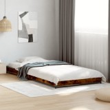 VidaXL Cadru de pat, stejar fumuriu, 90x190cm, lemn prelucrat și metal