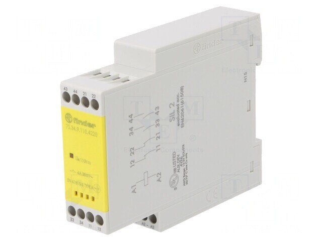 Releu de Siguranță 110VDC 4 Ieșiri pentru Șină DIN