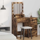 Masă de cosmetică cu lumini LED, stejar fumuriu, 50x41x135 cm