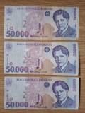 Romania 50.000 ( 50000 ) Lei 1996 UNC , lot 3 bucati . George Enescu