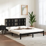 VidaXL Cadru de pat King Size, negru, 150x200 cm, lemn masiv