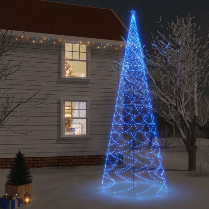 Brad de Crăciun cu țăruș, 3000 LED-uri, albastru, 800 cm