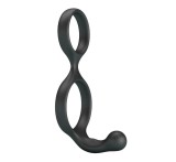 Inel Dublu de Penis Florian cu Stimulator Anal, Silicon, Negru