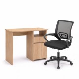 Set de birou Family Pro 100x50x74 cm cu scaun rotativ Tivo, stejar Sonoma-negru