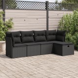 Cumpara ieftin Gossi set mobilier de gradina cu perne, 5 piese, negru, poliratan
