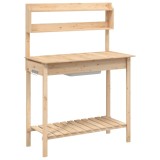 Cumpara ieftin Masa plantare cu chiuveta, 147,5x44x139,5 cm, lemn masiv brad