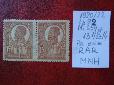 1920 Romania- Ferd. b. mare Mi254x-H.gri-per. oriz.-MNH-RAR foto