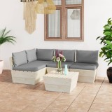 Cumpara ieftin Set mobilier grădină din paleți cu perne, 5 piese, lemn molid