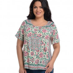 Bluza Dama, Model Floral, Roz Verde - M