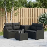 Cumpara ieftin Set de canapea 6 buc. Negru 55 x 55 x 37 cm Ratan poli si Otel